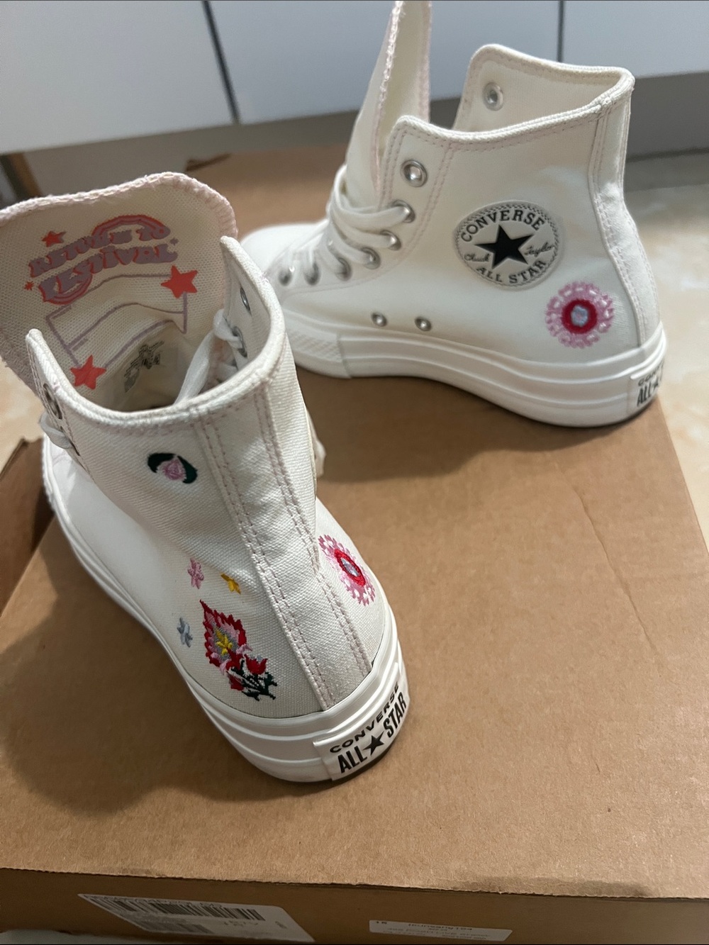 Women's High-Top Canvas Sneakers in White with Light Pink Trim